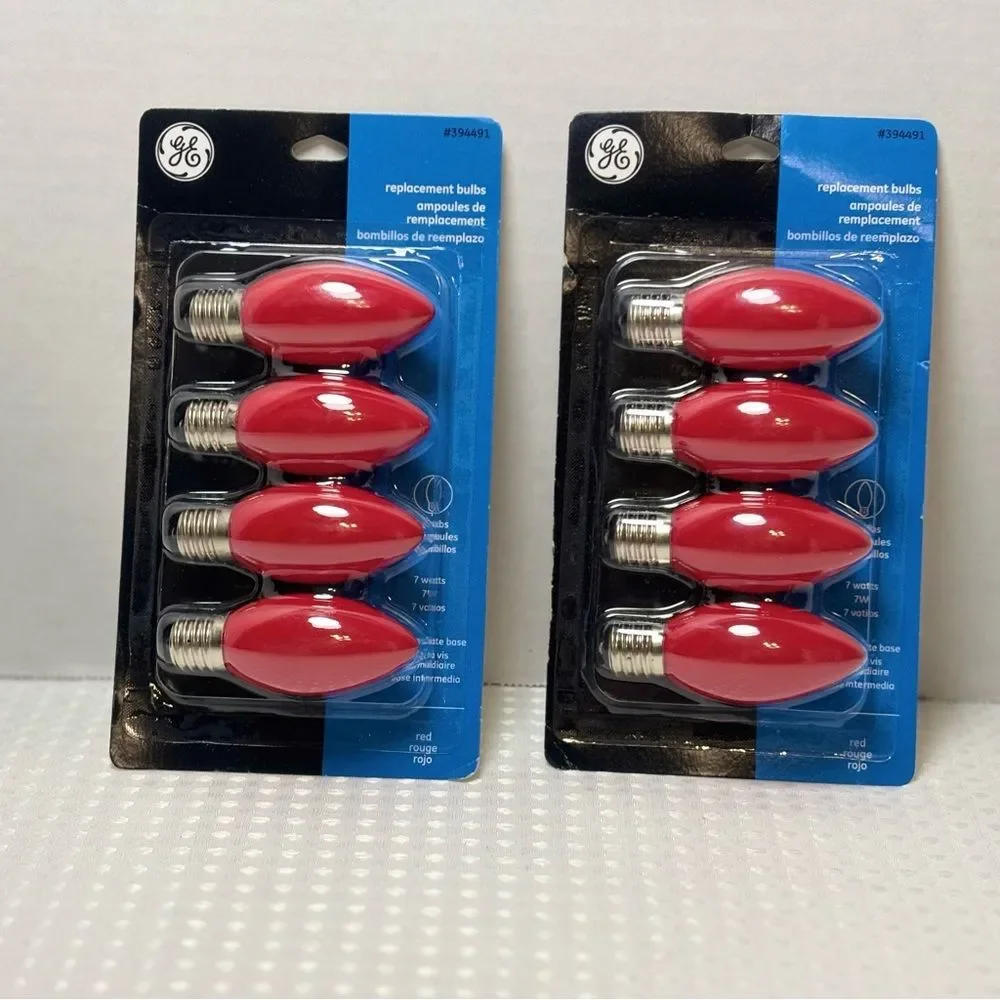 GE Red 7 Watt Replacement Bulbs Intermediate Base Set of 8